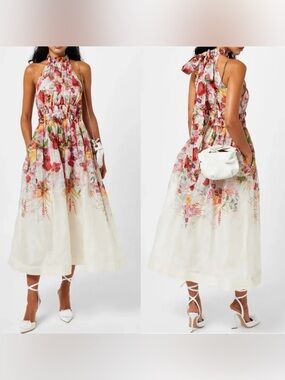 zimmermann illustration asymmetric ruched stretch-mesh midi dress ZIMMERMANN Illustration Asymmetric Ruched Stretch-Mesh Midi Dress